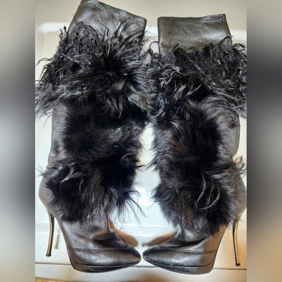Vero Cuoio Shoes - Vero Cuoio Women's Genuine Leather and Fur Knee High Boots, size 38 IT, 8 US